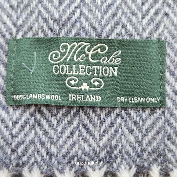 NWOT McCabe Collection Lambswool Scarf 100% Wool Grey Herringbone Ireland - Picture 4 of 12